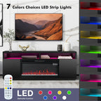 68 Moderne schwarze RGB-Elektrokamin-TV-Konsole für Fernsehgeräte bis 72 Zoll