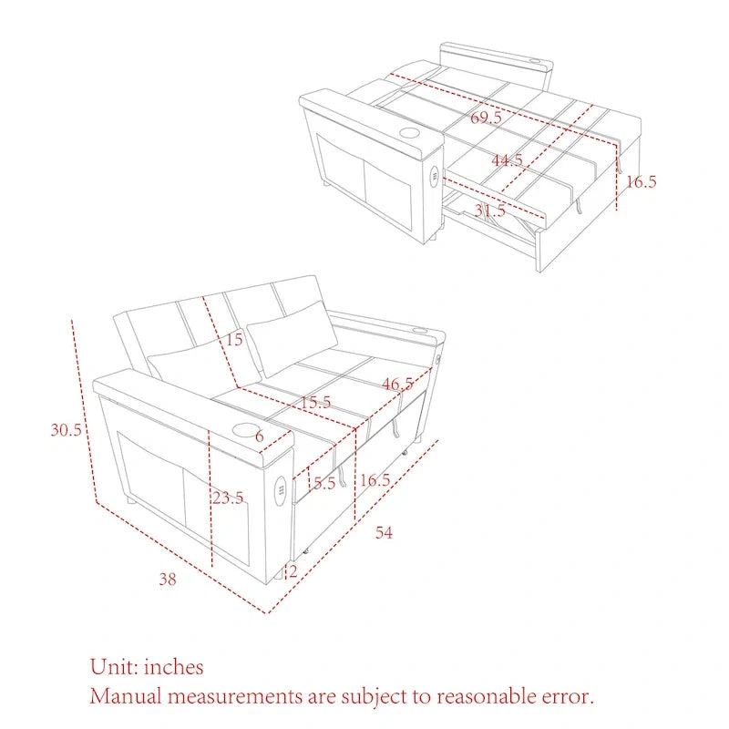 54 Ausziehbares Schlafsofa Doppelsofa Relaxsofa