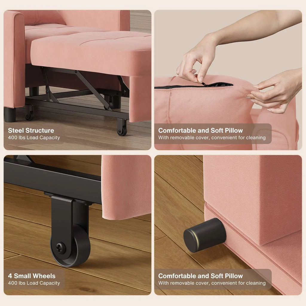 3-in-1 verstellbares Schlafsofa, ausziehbares Sesselsofa, umwandelbares Klappbett für das Wohnzimmer