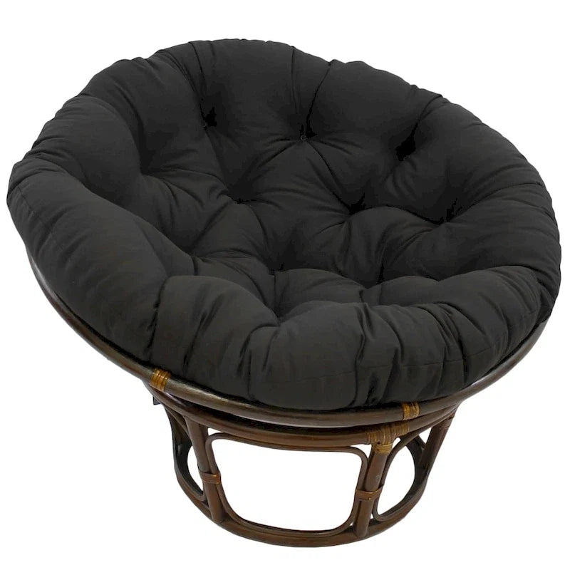 42 Zoll Papasan-Sessel aus Rattan mit Twill-Kissen