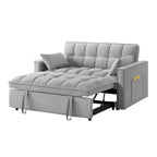 4-in-1 Loveseat Schlafsofa mit Armlehnen & Aufbewahrungstaschen, Multifunktionales getuftetes Ausziehsofa mit verstellbarer Rückenlehne