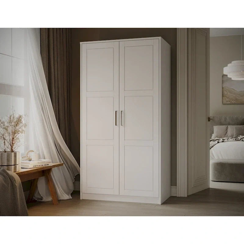 100 % Massivholz Urbaner Kleiderschrank mit 2 Türen, mit Massivholz- und Spiegeltüren