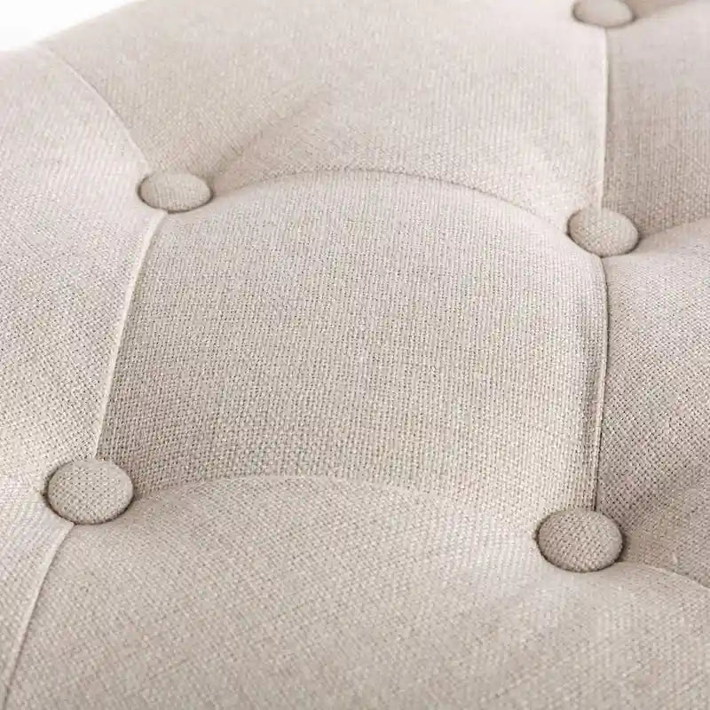 48 extralange, rechteckige, getuftete Ottomanenbank-Sitzbank – Beige