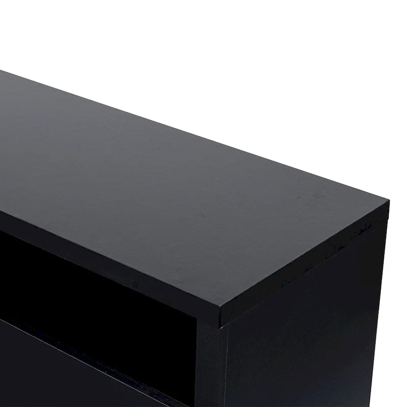 68 Moderne schwarze RGB-Elektrokamin-TV-Konsole für Fernsehgeräte bis 72 Zoll
