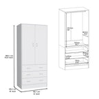 19 Moderner Doppeltüriger Kleiderschrank mit 3 Schubladen und 1 Kleiderstange für Schlafzimmer