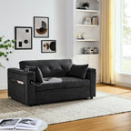 54 Schlafsofa zum Ausziehen, 2-Sitzer-Schlafsofa mit Stauraum, Lendenkissen, USB-Steckdose