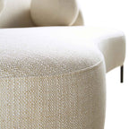 3-Sitzer geschwungenes Sofa mit Kugel-Kissen, Leinenmischung Beige