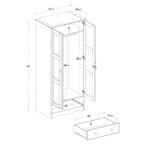 100 % Massivholz Flexibler Kleiderschrank mit Metall- oder Holzknäufen