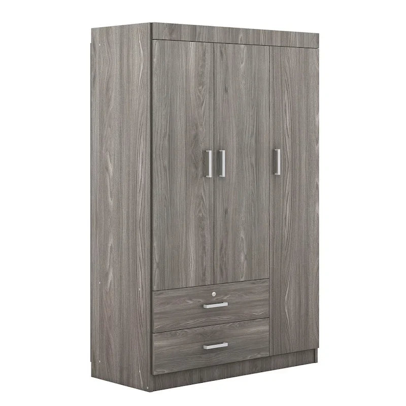 3-türiger Kleiderschrank mit 2 Schubladen