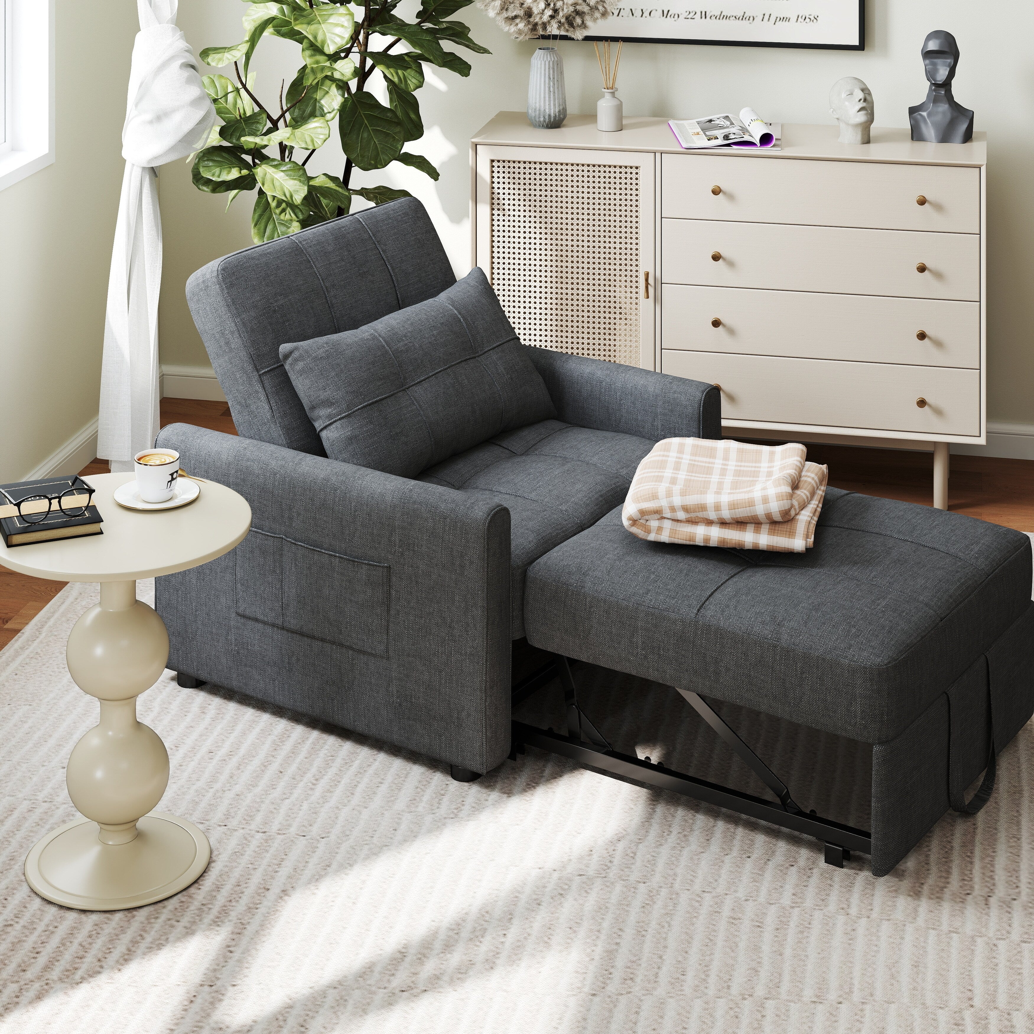 3-in-1 verstellbares Schlafsofa, ausziehbares Sesselsofa, umwandelbares Klappbett für das Wohnzimmer