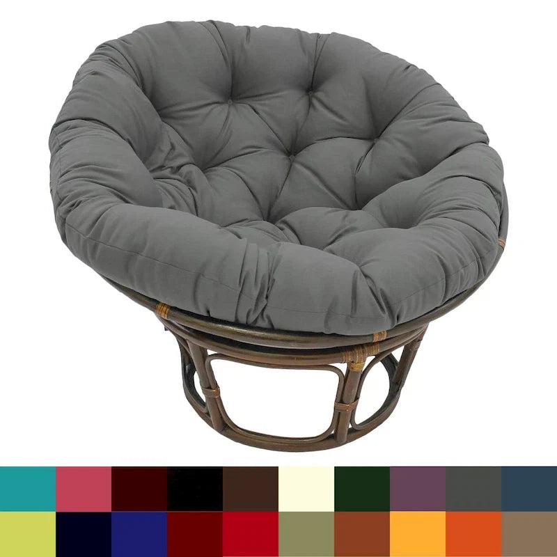 42 Zoll Papasan-Sessel aus Rattan mit Twill-Kissen