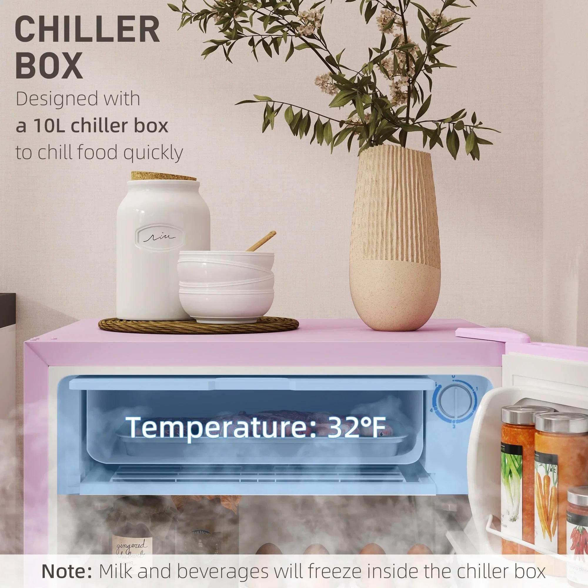 3.2 Cu.Ft Mini-Kühlschrank mit Gefrierfach, eintüriger Kompaktkühlschrank mit einstellbarem Thermostat für das Schlafzimmer