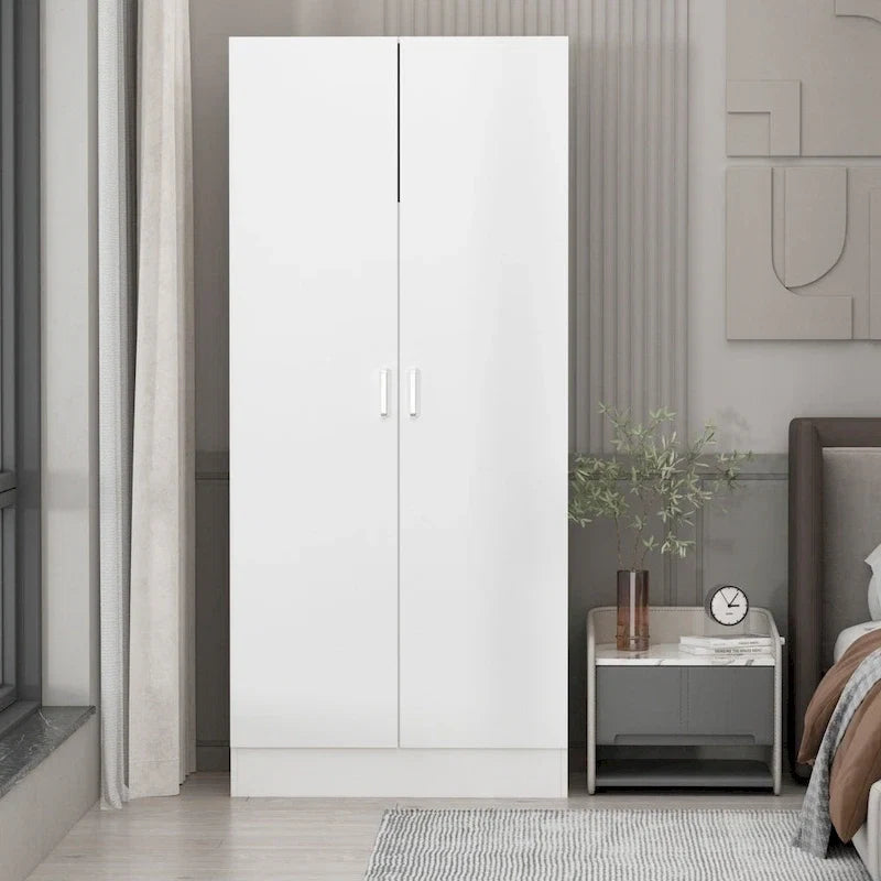2-türiger Kleiderschrank, freistehender Schlafzimmerschrank mit Kleiderstange