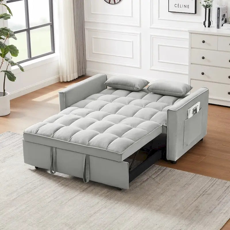 3-in-1 Schlafsofa aus Samt mit Ausziehbett und verstellbarer Rückenlehne