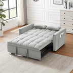 3-in-1 Schlafsofa aus Samt mit Ausziehbett und verstellbarer Rückenlehne