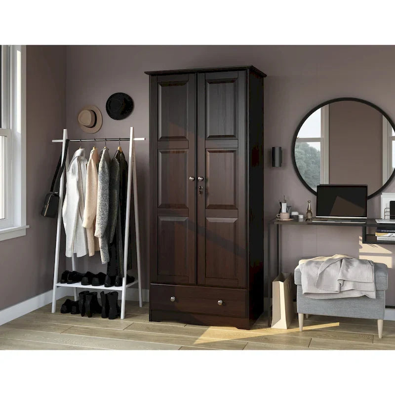 100 % Massivholz Flexibler Kleiderschrank mit Metall- oder Holzknäufen