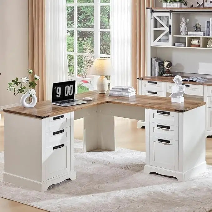 60 Farmhouse L-förmiger Chefschreibtisch, Holz Eckschreibtisch, Computertisch