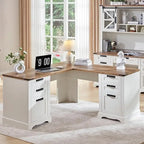 60 Farmhouse L-förmiger Chefschreibtisch, Holz Eckschreibtisch, Computertisch