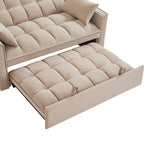 4-in-1 Loveseat Schlafsofa mit Armlehnen & Aufbewahrungstaschen, Multifunktionales getuftetes Ausziehsofa mit verstellbarer Rückenlehne