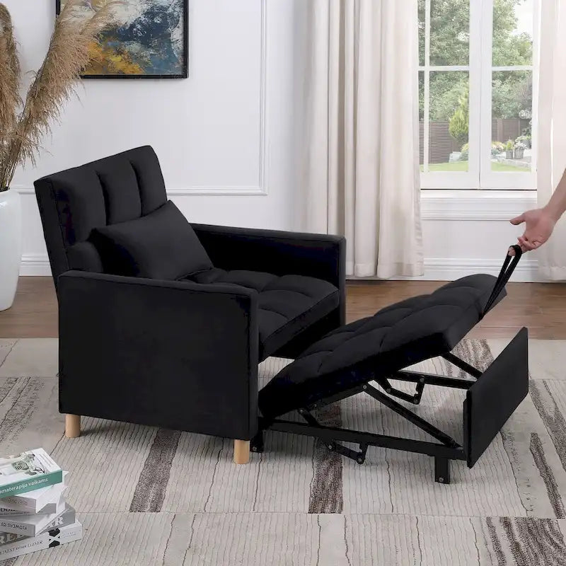 3-in-1 Schlafsofa Loungesessel, Schwarz