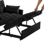 4-in-1 Loveseat Schlafsofa mit Armlehnen & Aufbewahrungstaschen, Multifunktionales getuftetes Ausziehsofa mit verstellbarer Rückenlehne