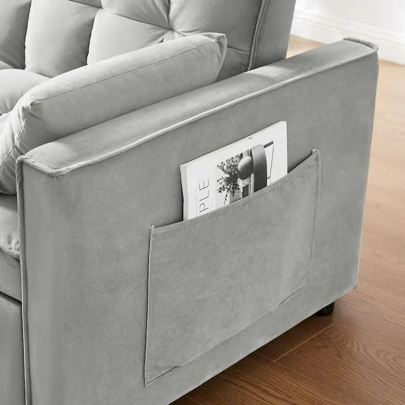 3-in-1 Schlafsofa aus Samt mit Ausziehbett und verstellbarer Rückenlehne