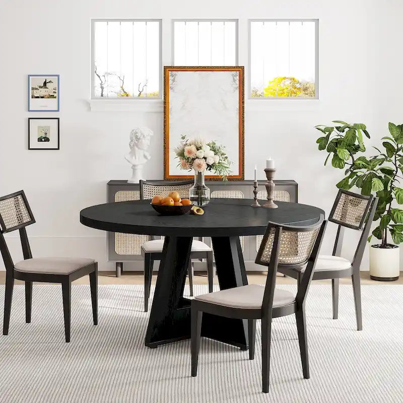 47 Zoll runder Esstisch für 4 Personen, Holztisch im Landhausstil für Küche, Esszimmer, Wohnzimmer