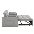 4-in-1 Loveseat Schlafsofa mit Armlehnen & Aufbewahrungstaschen, Multifunktionales getuftetes Ausziehsofa mit verstellbarer Rückenlehne