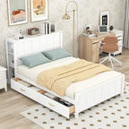 Merax Full Size Platform Bed with Drawers and Storage Shelves