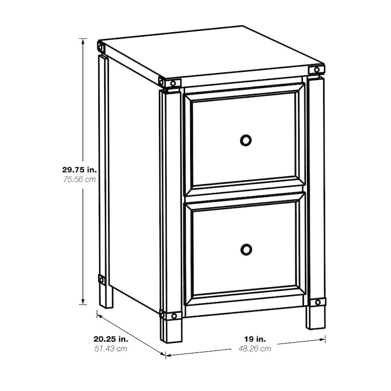OS Home & Office Furniture Aktenschrank mit zwei Schubladen in gebürstetem Walnussholzfurnier