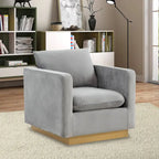 Nervo Samt Modernes Einzelsitzer-Sofa, Akzent-Sessel mit goldenem Edelstahl-Vierkantfuß für Wohn- & Schlafzimmer – 32.67