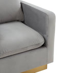 Nervo Samt Modernes Einzelsitzer-Sofa, Akzent-Sessel mit goldenem Edelstahl-Vierkantfuß für Wohn- & Schlafzimmer – 32.67