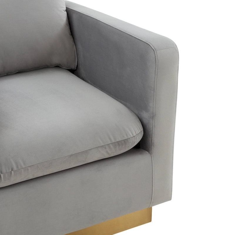 Nervo Samt Modernes Einzelsitzer-Sofa, Akzent-Sessel mit goldenem Edelstahl-Vierkantfuß für Wohn- & Schlafzimmer – 32.67