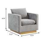Nervo Samt Modernes Einzelsitzer-Sofa, Akzent-Sessel mit goldenem Edelstahl-Vierkantfuß für Wohn- & Schlafzimmer – 32.67