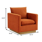 Nervo Samt Modernes Einzelsitzer-Sofa, Akzent-Sessel mit goldenem Edelstahl-Vierkantfuß für Wohn- & Schlafzimmer – 32.67