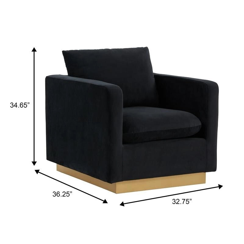 Nervo Samt Modernes Einzelsitzer-Sofa, Akzent-Sessel mit goldenem Edelstahl-Vierkantfuß für Wohn- & Schlafzimmer – 32.67