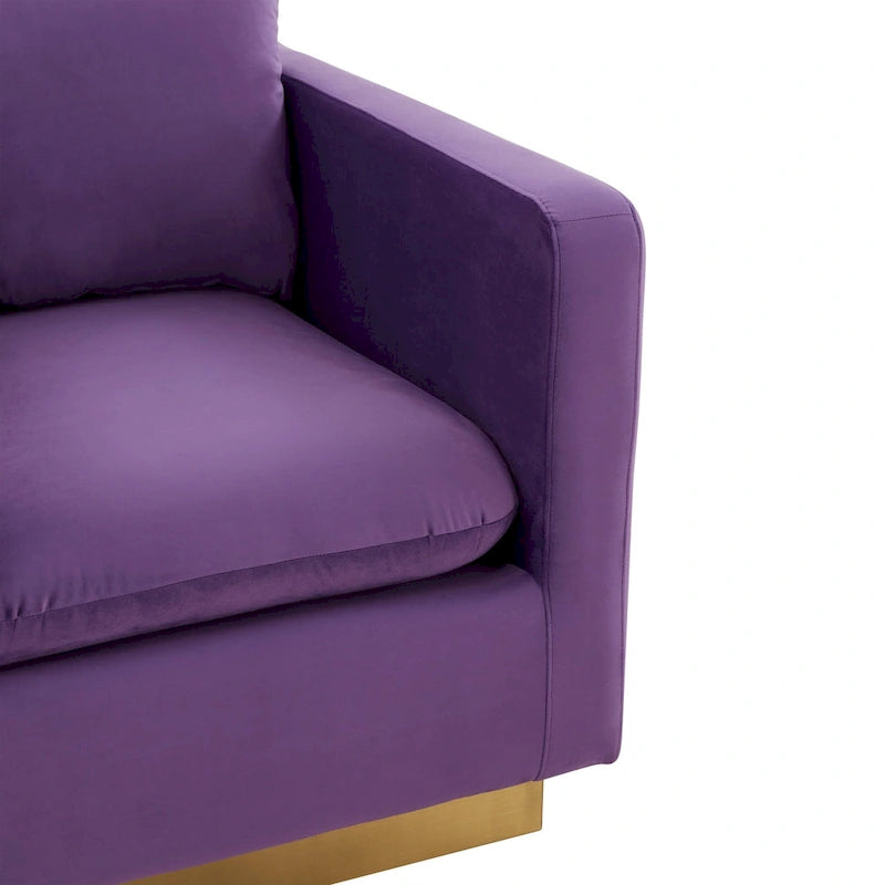 Nervo Samt Modernes Einzelsitzer-Sofa, Akzent-Sessel mit goldenem Edelstahl-Vierkantfuß für Wohn- & Schlafzimmer – 32.67