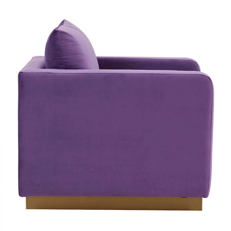 Nervo Samt Modernes Einzelsitzer-Sofa, Akzent-Sessel mit goldenem Edelstahl-Vierkantfuß für Wohn- & Schlafzimmer – 32.67