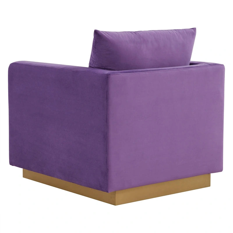 Nervo Samt Modernes Einzelsitzer-Sofa, Akzent-Sessel mit goldenem Edelstahl-Vierkantfuß für Wohn- & Schlafzimmer – 32.67