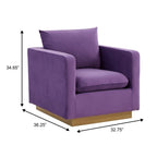 Nervo Samt Modernes Einzelsitzer-Sofa, Akzent-Sessel mit goldenem Edelstahl-Vierkantfuß für Wohn- & Schlafzimmer – 32.67