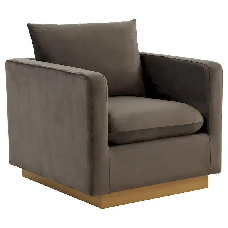 Nervo Samt Modernes Einzelsitzer-Sofa, Akzent-Sessel mit goldenem Edelstahl-Vierkantfuß für Wohn- & Schlafzimmer – 32.67