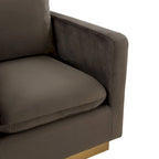 Nervo Samt Modernes Einzelsitzer-Sofa, Akzent-Sessel mit goldenem Edelstahl-Vierkantfuß für Wohn- & Schlafzimmer – 32.67