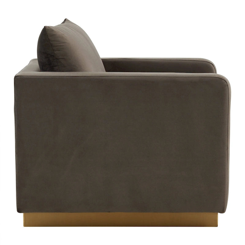 Nervo Samt Modernes Einzelsitzer-Sofa, Akzent-Sessel mit goldenem Edelstahl-Vierkantfuß für Wohn- & Schlafzimmer – 32.67