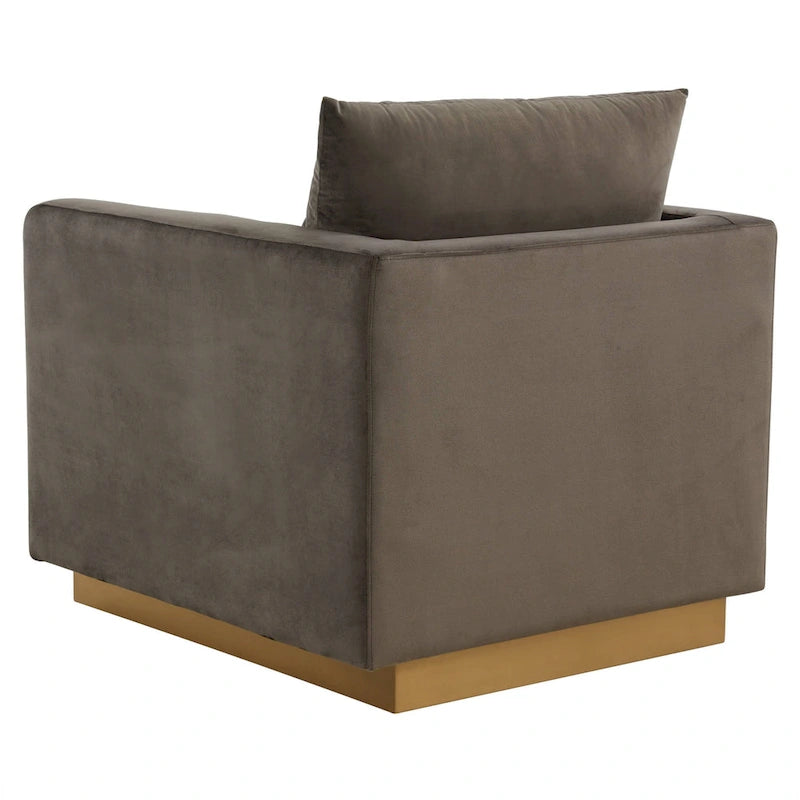 Nervo Samt Modernes Einzelsitzer-Sofa, Akzent-Sessel mit goldenem Edelstahl-Vierkantfuß für Wohn- & Schlafzimmer – 32.67
