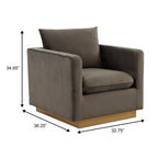 Nervo Samt Modernes Einzelsitzer-Sofa, Akzent-Sessel mit goldenem Edelstahl-Vierkantfuß für Wohn- & Schlafzimmer – 32.67