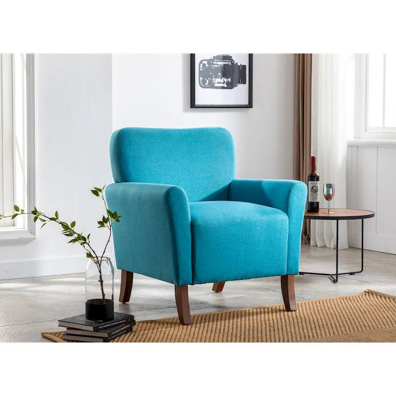  Inia Accent Chair, Fabric, Flared Armrests, Wooden Legs