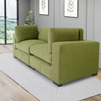 Modernes Zweisitzer-Sofa, Polyestergewebe, Massivholzrahmen, gepolstert