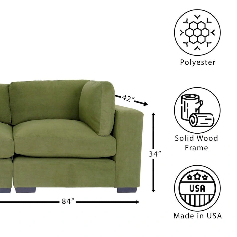 Modernes Zweisitzer-Sofa, Polyestergewebe, Massivholzrahmen, gepolstert