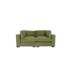 Modernes Zweisitzer-Sofa, Polyestergewebe, Massivholzrahmen, gepolstert