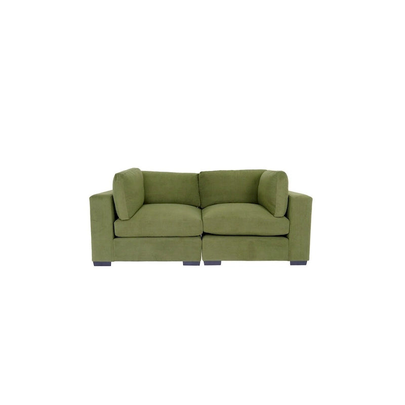 Modernes Zweisitzer-Sofa, Polyestergewebe, Massivholzrahmen, gepolstert